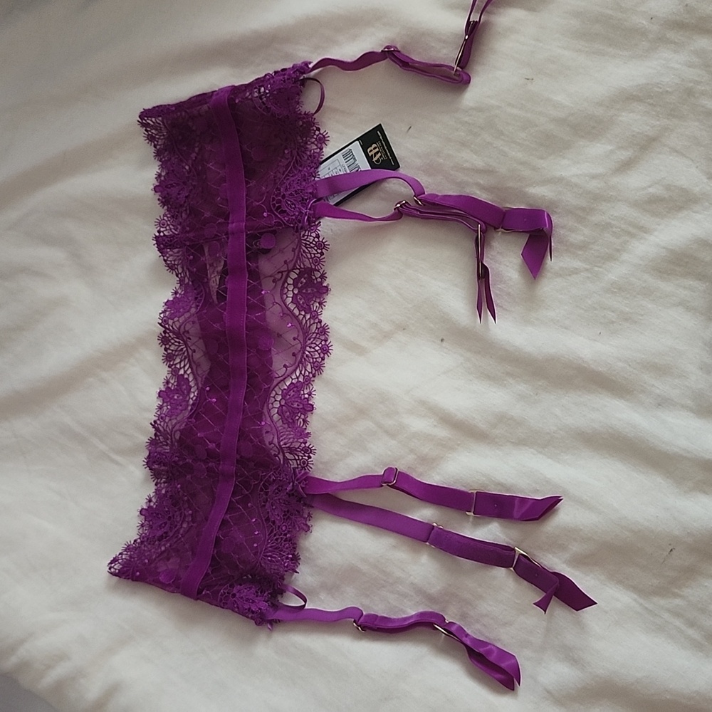 NWT Dita Von Teese Lingerie Vedette Suspender in Shocking Violet